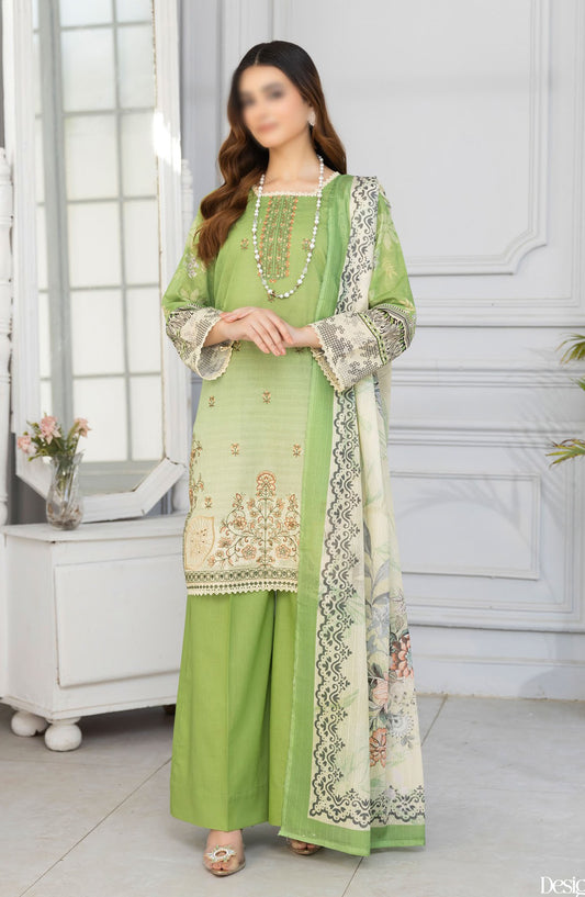 Tassawar Embroidered Lawn Unstitched 3 Piece Suit - Design-05 - AK25TSW2 - Green - Summer Collection