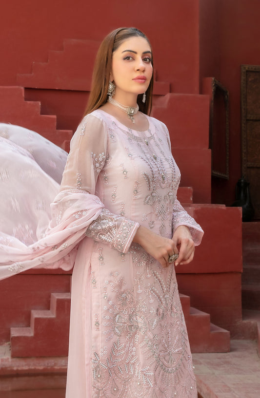 Eunoia by Tawakkal Fabric Embroidered Chiffon Unstitched 3 Piece Suit - 1908 - TF25EUN - Pink - Festive Collection