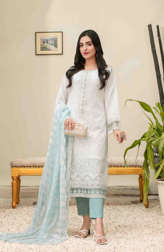 Tawakkal Fabric Parian Dream Embroidered Cotton Unstitched 3 Piece Suit - D-6827 - TF25PRD - Blue - Festive Collection