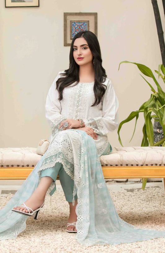 Tawakkal Fabric Parian Dream Embroidered Cotton Unstitched 3 Piece Suit - D-6827 - TF25PRD - Blue - Festive Collection