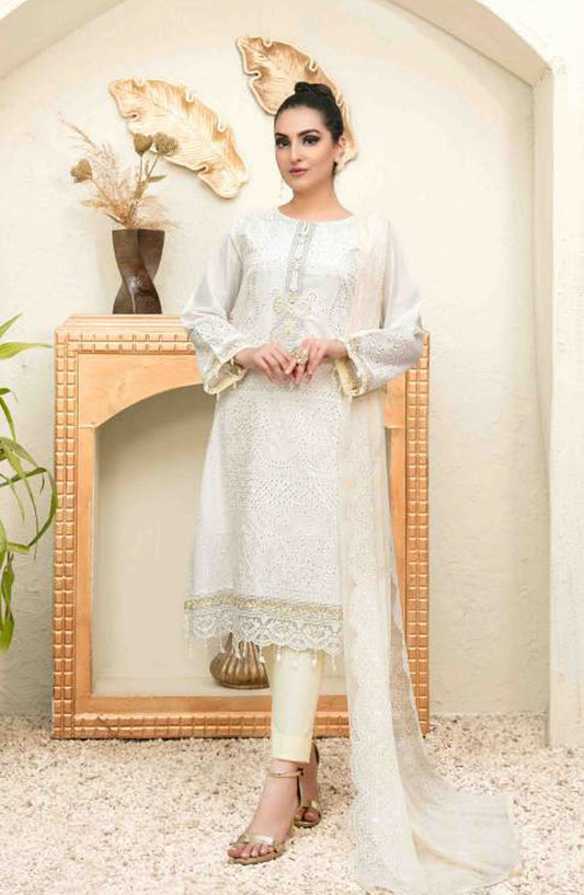 Tawakkal Fabric Parian Dream Embroidered Cotton Unstitched 3 Piece Suit - D-6826 - TF25PRD - Lemon - Festive Collection