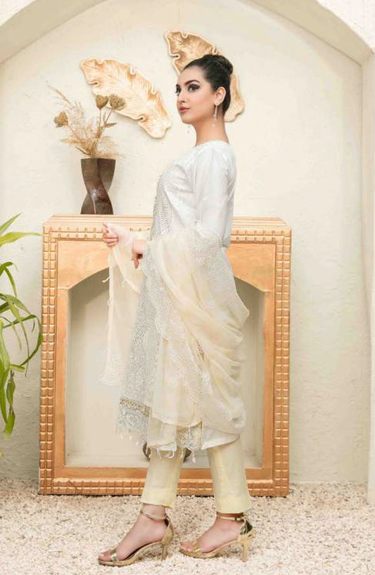 Tawakkal Fabric Parian Dream Embroidered Cotton Unstitched 3 Piece Suit - D-6826 - TF25PRD - Lemon - Festive Collection