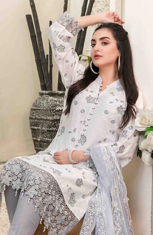 Tawakkal Fabric Parian Dream Embroidered Cotton Unstitched 3 Piece Suit - D-6825 - TF25PRD - Grey - Festive Collection