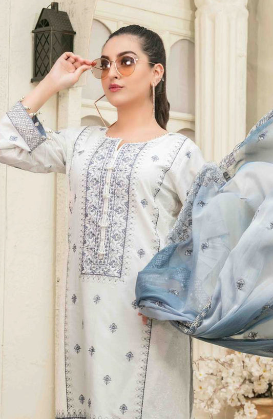 Tawakkal Fabric Parian Dream Embroidered Cotton Unstitched 3 Piece Suit - D-6824 - TF25PRD - Blue - Festive Collection