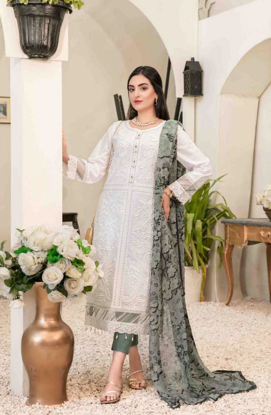 Tawakkal Fabric Parian Dream Embroidered Cotton Unstitched 3 Piece Suit - D-6822 - TF25PRD - Green - Festive Collection