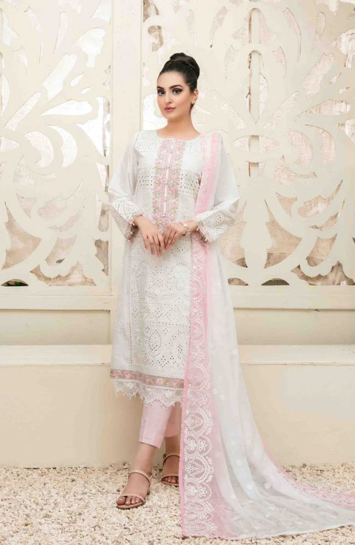 Tawakkal Fabric Parian Dream Embroidered Cotton Unstitched 3 Piece Suit - D-6819 - TF25PRD - White - Festive Collection