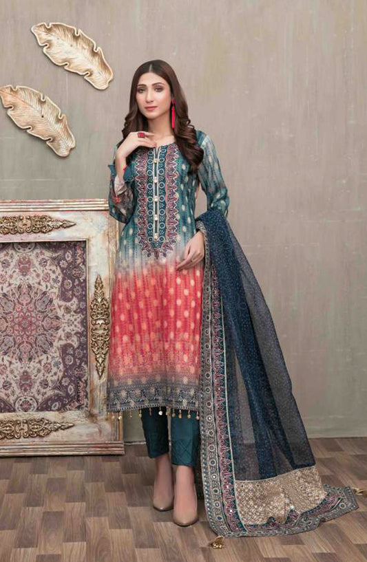Tawakkal Fabric Quas-e-Quza Embroidered Lawn Unstitched 3 Piece Suit - D-6919 - TF25QQ - Green - Festive Collection