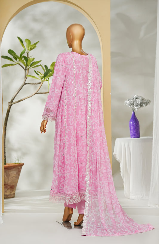 Tehzeeb by Maria Fabrics Embroidered Chiffon Stitched 3 Piece Suit - 03 Afreen - MRF26THZ - Pink - Festive Collection