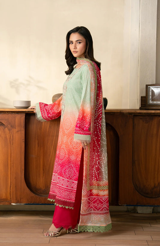 The Chunri by Daria Embroidered Lawn Unstitched 3 Piece Suit - DA-111 - DR26CHN - Pink - Summer Collection