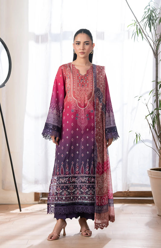 The Chunri by Daria Embroidered Lawn Unstitched 3 Piece Suit - DA-110 - DR26CHN - Purple - Summer Collection