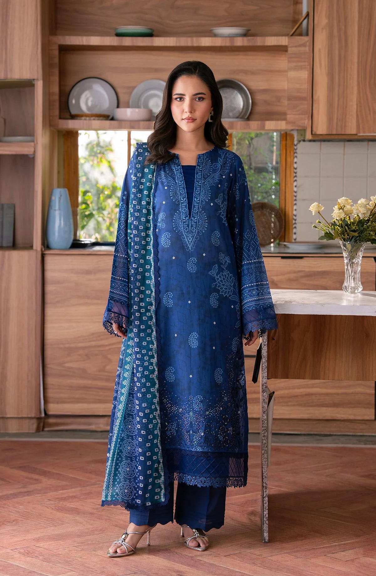 The Chunri by Daria Embroidered Lawn Unstitched 3 Piece Suit - DA-109 - DR26CHN - Blue - Summer Collection