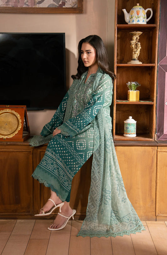 The Chunri by Daria Embroidered Lawn Unstitched 3 Piece Suit - DA-107 - DR26CHN - Green - Summer Collection