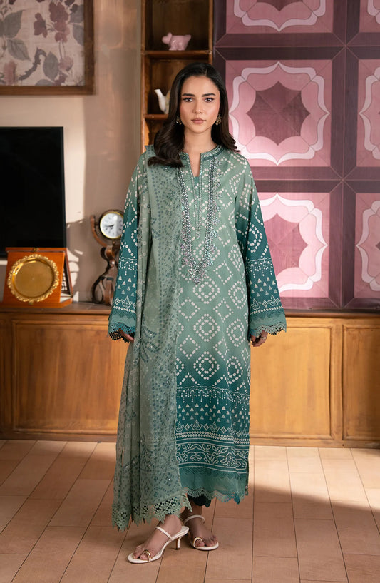 The Chunri by Daria Embroidered Lawn Unstitched 3 Piece Suit - DA-107 - DR26CHN - Green - Summer Collection