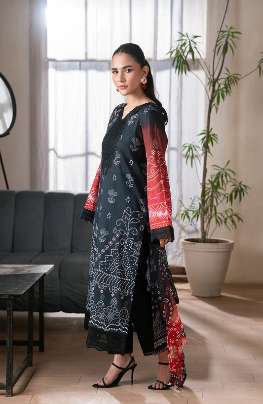 The Chunri by Daria Embroidered Lawn Unstitched 3 Piece Suit - DA-106 - DR26CHN - Black - Summer Collection