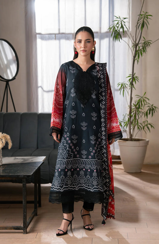 The Chunri by Daria Embroidered Lawn Unstitched 3 Piece Suit - DA-106 - DR26CHN - Black - Summer Collection