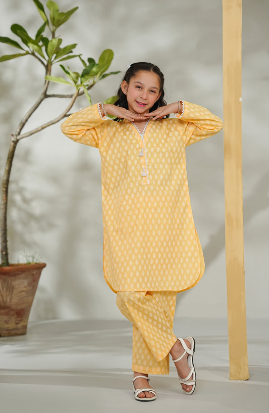 The Masakali Story by Amna Khadija Printed Cotton Stitched 2 Piece Suit - TMS-01 - AM26TMS - Yellow - Summer Collection