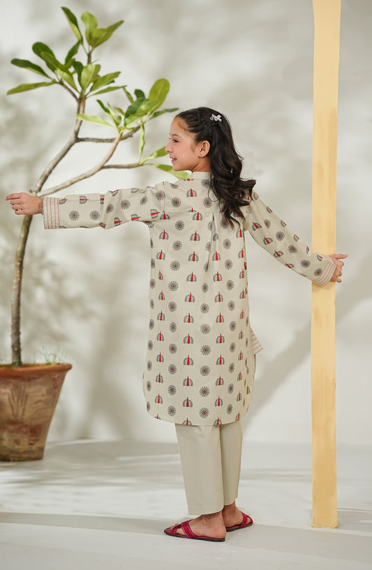 The Masakali Story by Amna Khadija Printed Cotton Stitched 2 Piece Suit - TMS-02 - AM26TMS - Beige - Summer Collection