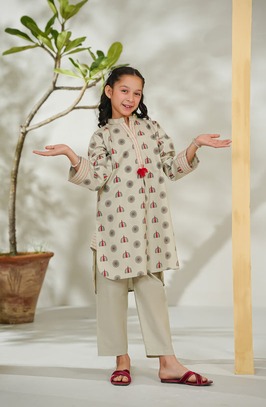 The Masakali Story by Amna Khadija Printed Cotton Stitched 2 Piece Suit - TMS-02 - AM26TMS - Beige - Summer Collection