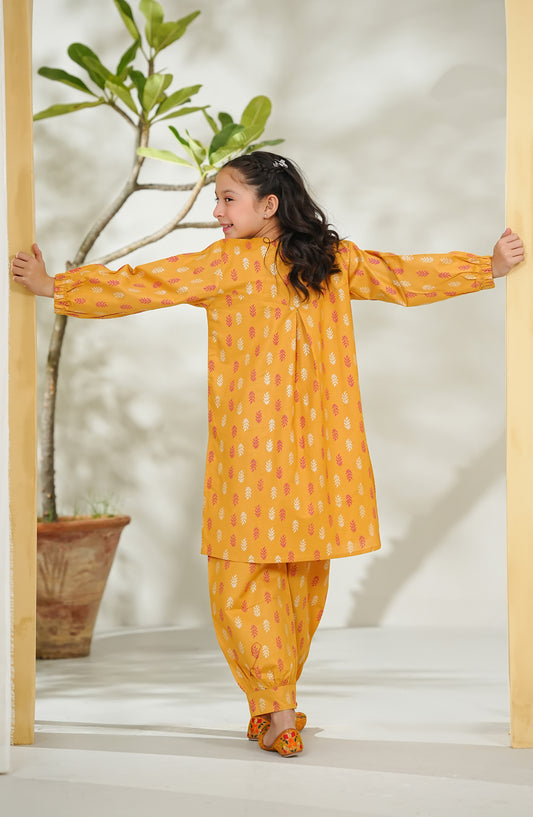 The Masakali Story by Amna Khadija Printed Cotton Stitched 2 Piece Suit - TMS-03 - AM26TMS - Mustard - Summer Collection