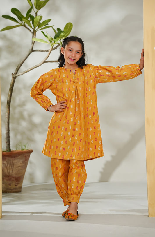 The Masakali Story by Amna Khadija Printed Cotton Stitched 2 Piece Suit - TMS-03 - AM26TMS - Mustard - Summer Collection