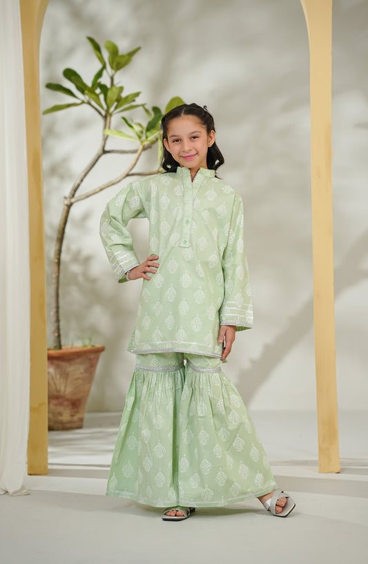 The Masakali Story by Amna Khadija Printed Cotton Stitched 2 Piece Suit - TMS-06 - AM26TMS - Pista Green - Summer Collection