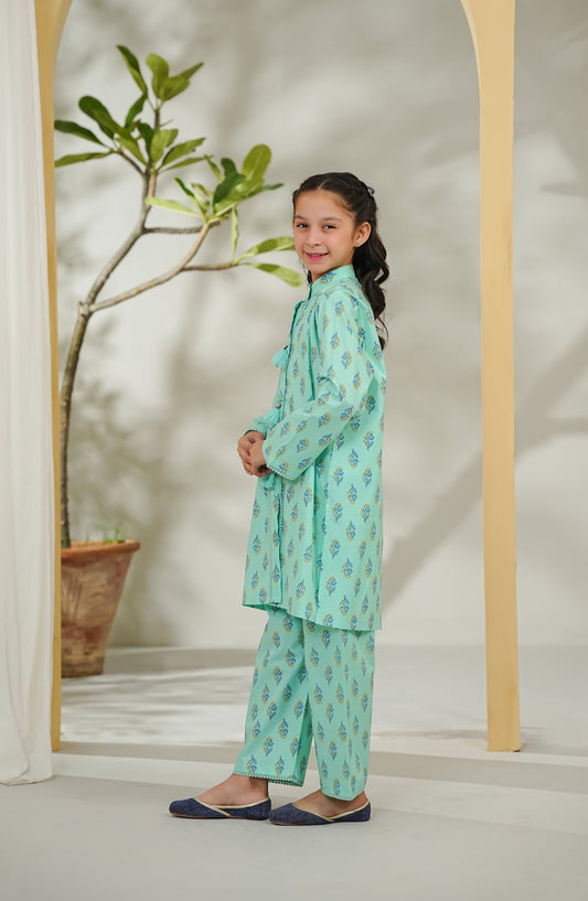 The Masakali Story by Amna Khadija Printed Cotton Stitched 2 Piece Suit - TMS-07 - AM26TMS - Sea Green - Summer Collection