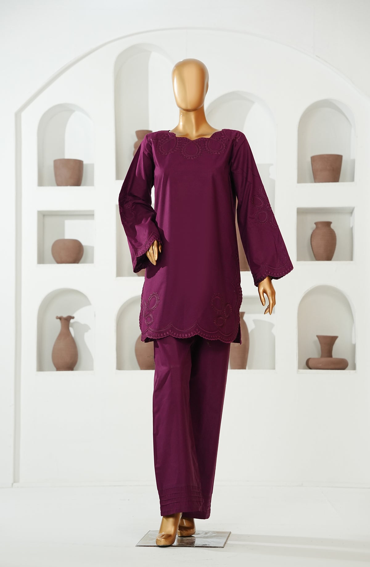 The Shades by Amna Khadija Embroidered Cotton Stitched 2 Piece Suit - AKTS-01 - AM26AJTS - Purple - Summer Collection