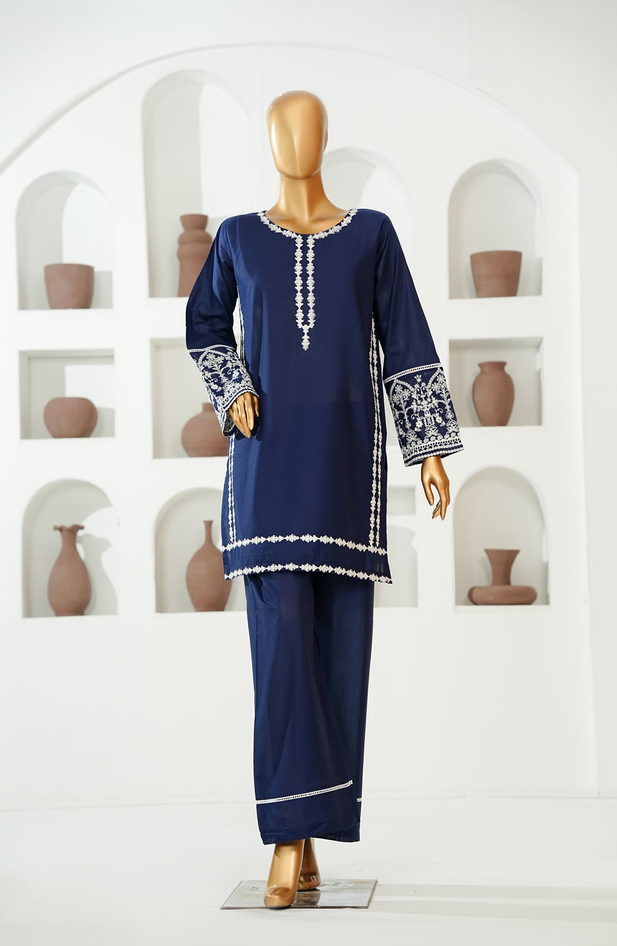 The Shades by Amna Khadija Embroidered Cotton Stitched 2 Piece Suit - AKTS-02 - AM26AJTS - Blue - Summer Collection