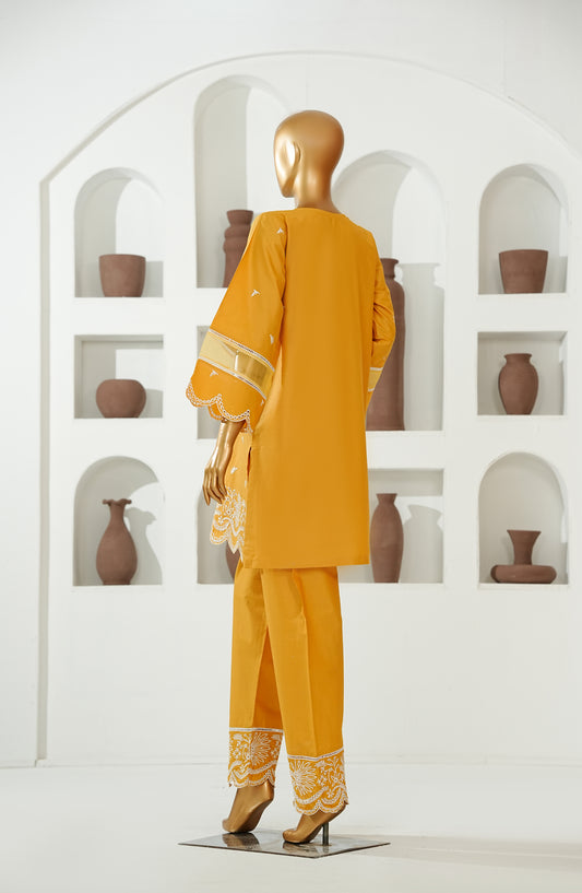 The Shades by Amna Khadija Embroidered Cotton Stitched 2 Piece Suit - AKTS-06 - AM26AJTS - Mustard - Summer Collection