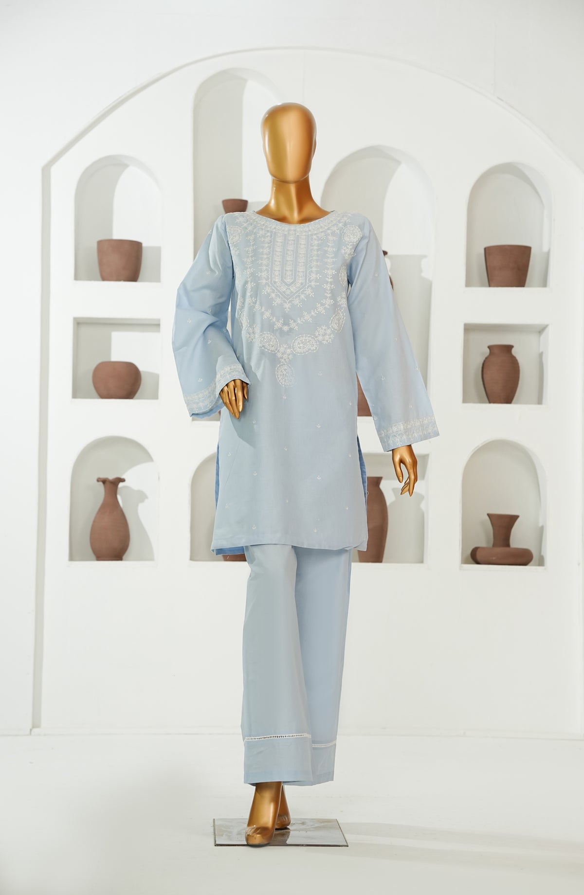 The Shades by Amna Khadija Embroidered Cotton Stitched 2 Piece Suit - AKTS-08 - AM26AJTS - Sky Blue - Summer Collection