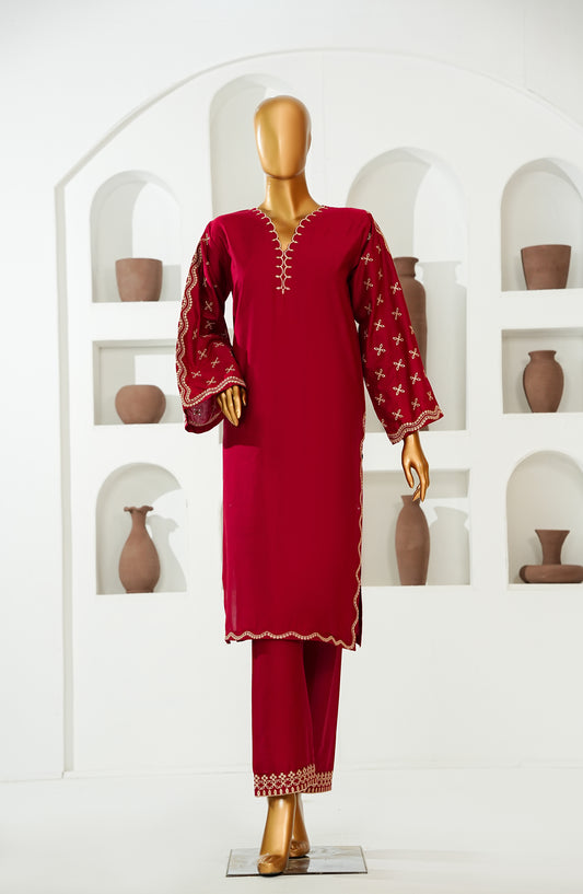 The Shades by Amna Khadija Embroidered Cotton Stitched 2 Piece Suit - AKTS-09 - AM26AJTS - Red - Summer Collection