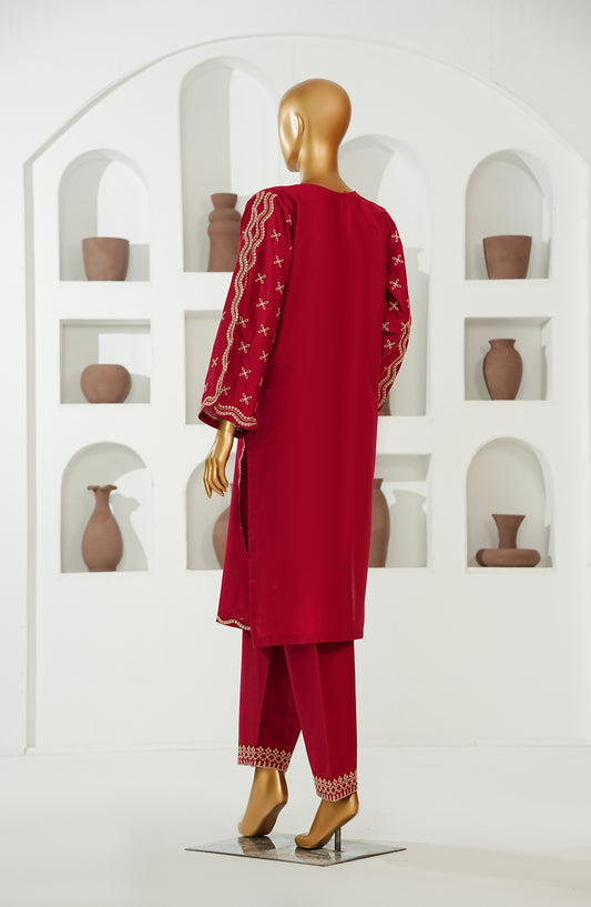 The Shades by Amna Khadija Embroidered Cotton Stitched 2 Piece Suit - AKTS-09 - AM26AJTS - Red - Summer Collection