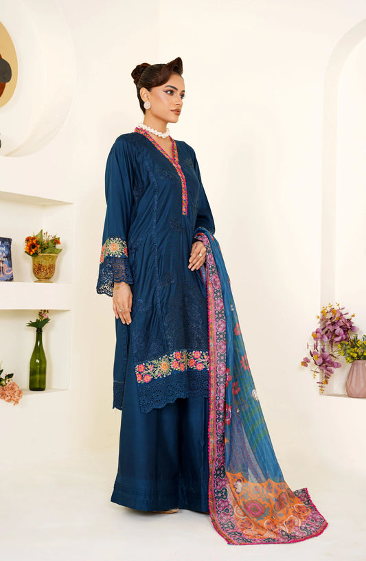 Threads & Weaves Zinc Embroidered Viscose 3-Piece Pret Suit with Multicolor Dupatta TNW25VSC