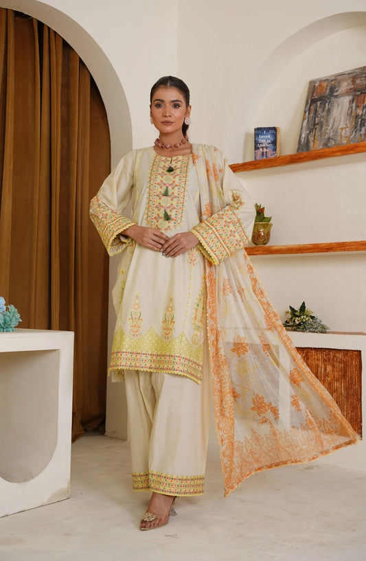 Threads & Weaves Citrus Embroidered Lawn 3-Piece Pret Suit TNW25LN