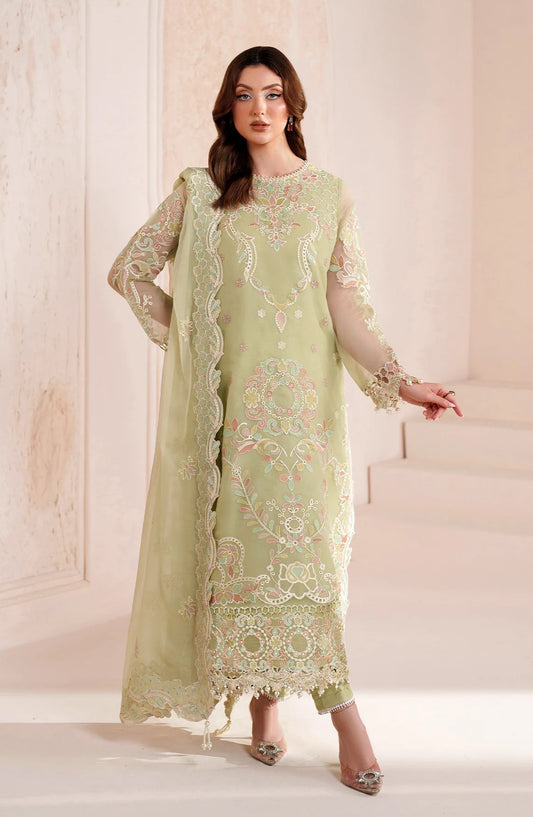 Threads by Alizeh Embroidered Chiffon Unstitched 3 Piece Suit - Anya - ALZ26TR - Green - Eid Festive Collection