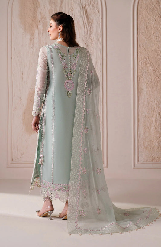 Threads by Alizeh Embroidered Chiffon Unstitched 3 Piece Suit - Nayla - ALZ26TR - Blue - Eid Festive Collection
