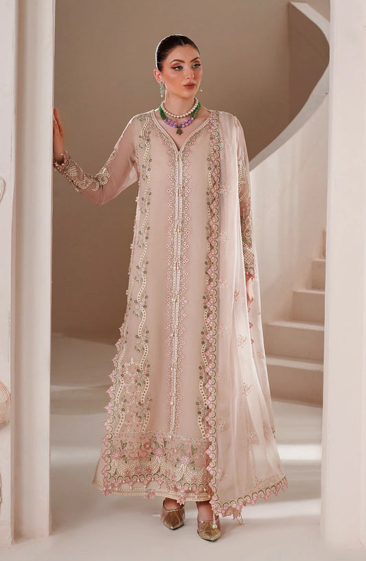 Threads by Alizeh Embroidered Chiffon Unstitched 3 Piece Suit - Niora - ALZ26TR - Pink - Eid Festive Collection