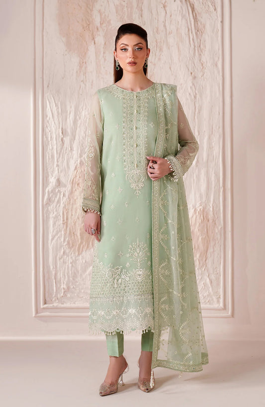 Threads by Alizeh Embroidered Chiffon Unstitched 3 Piece Suit - Arden - ALZ26TR - Green - Eid Festive Collection