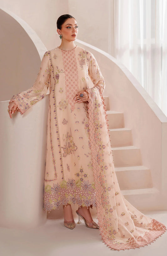 Threads by Alizeh Embroidered Chiffon Unstitched 3 Piece Suit - Diana - ALZ26TR - Peach - Eid Festive Collection