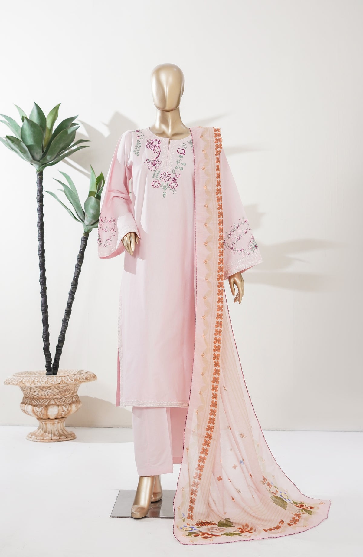 Timeless Summer by Amna Khadija Embroidered Cotton Lawn Stitched 3 Piece Suit - AKTS-02 - AM26MLSS - Pink - Summer Collection