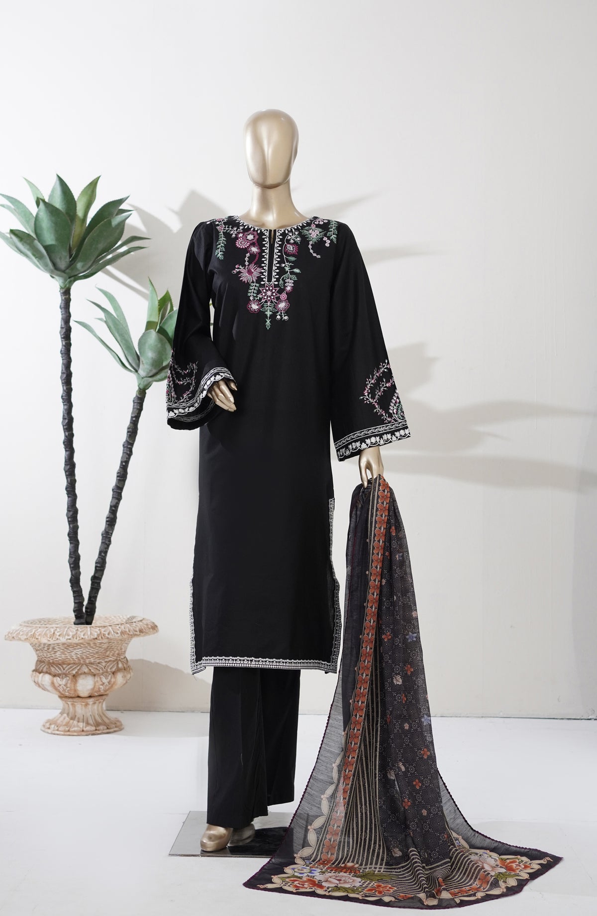 Timeless Summer by Amna Khadija Embroidered Cotton Lawn Stitched 3 Piece Suit - AKTS-03 - AM26MLSS - Black - Summer Collection