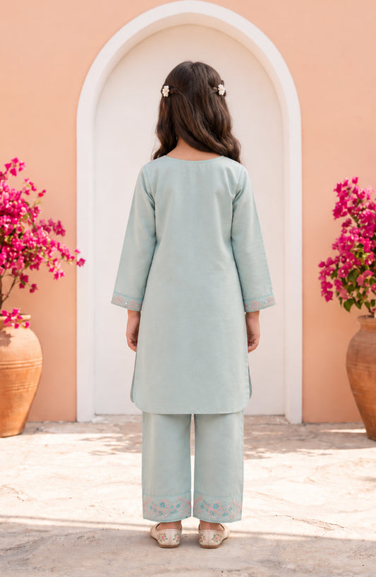 Titliyan Aangan Main by Amna Khadija Embroidered Cotton Stitched 2 Piece Co-ord Set - AKT-05 - AM26TLY - Blue - Girls Collection