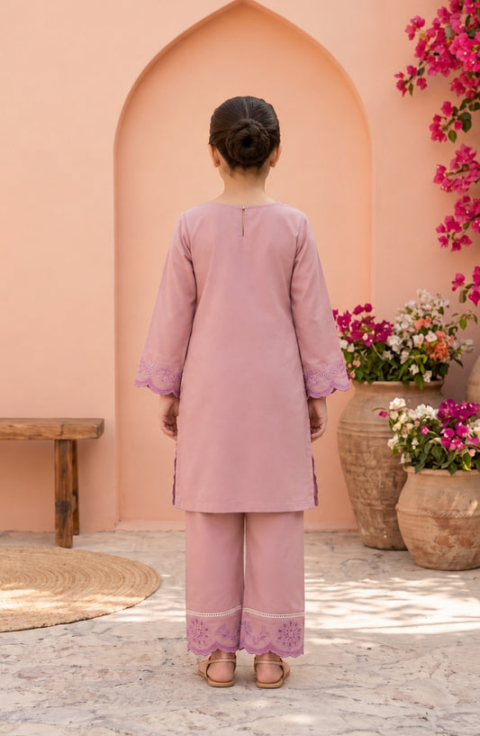 Titliyan Aangan Main by Amna Khadija Embroidered Cotton Stitched 2 Piece Co-ord Set - AKT-07 - AM26TLY - Pink - Girls Collection