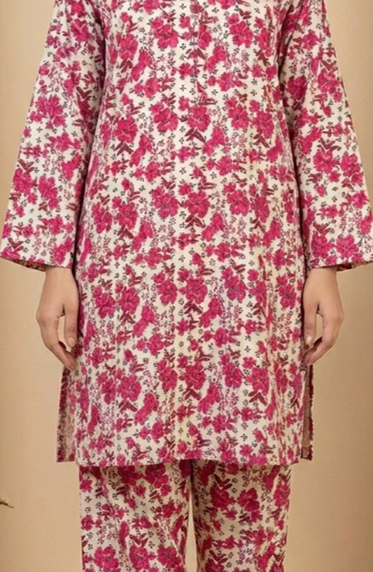 Travel Time Amna Khadija Printed Lawn Stitched 2 Piece Co-Ord Set - AKTT-08 - AM26TTW - Pink - Summer Collection