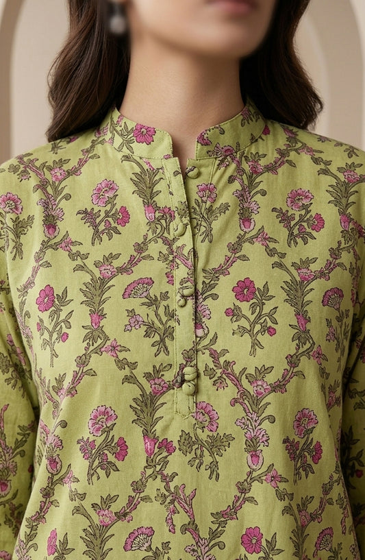Travel Time Amna Khadija Printed Lawn Stitched 2 Piece Co-Ord Set - AKTT-10 - AM26TTW - Green - Summer Collection
