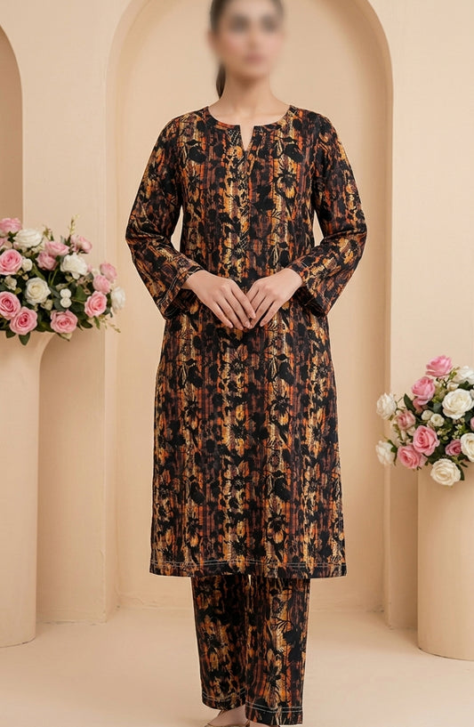 Travel Time Amna Khadija Printed Lawn Stitched 2 Piece Co-Ord Set - AKTT-12 - AM26TTW - Brown - Summer Collection