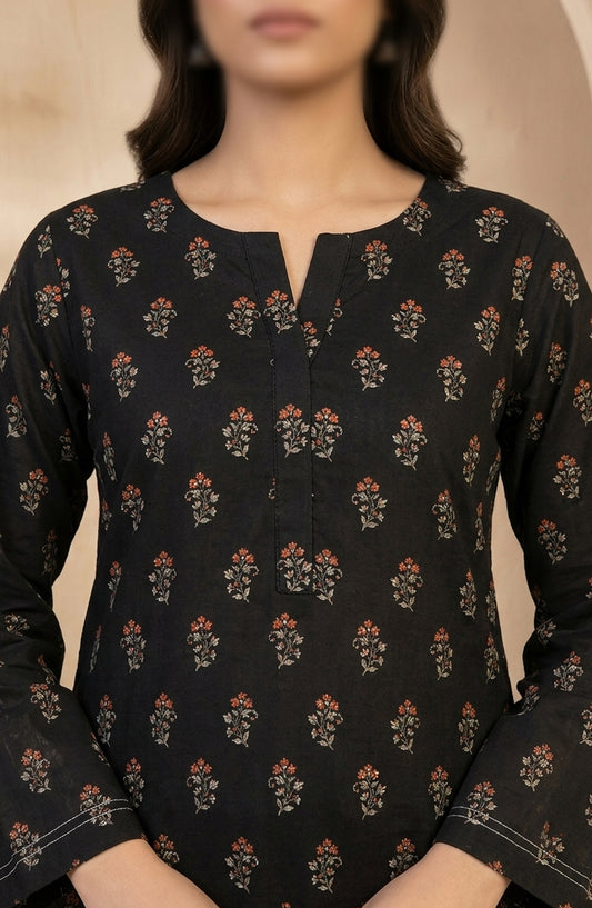 Travel Time Amna Khadija Printed Lawn Stitched 2 Piece Co-Ord Set - AKTT-13 - AM26TTW - Black - Summer Collection