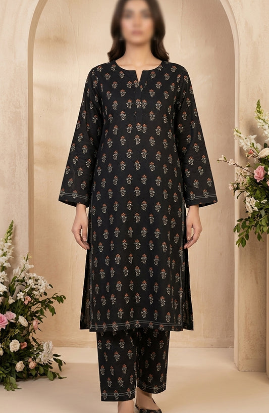 Travel Time Amna Khadija Printed Lawn Stitched 2 Piece Co-Ord Set - AKTT-13 - AM26TTW - Black - Summer Collection