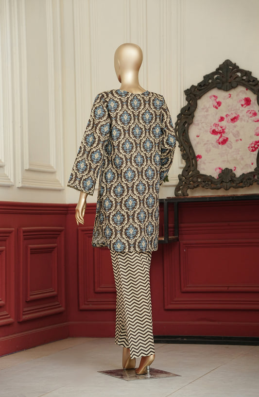 Travel Time Amna Khadija Printed Cambric Stitched 2 Piece Co-ord Set - AKTT-02 - AM26KTT - Beige - Summer Collection