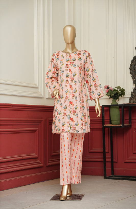 Travel Time Amna Khadija Printed Cambric Stitched 2 Piece Co-ord Set - AKTT-04 - AM26KTT - Pink - Summer Collection